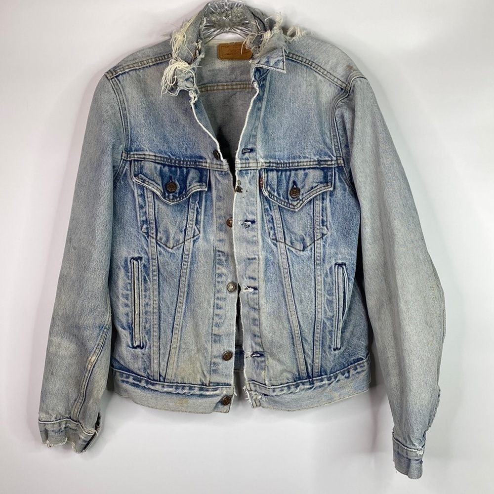 Vintage Levi's 71506 0216 Denim Trucker Jacket 40 L Grunge Distressed